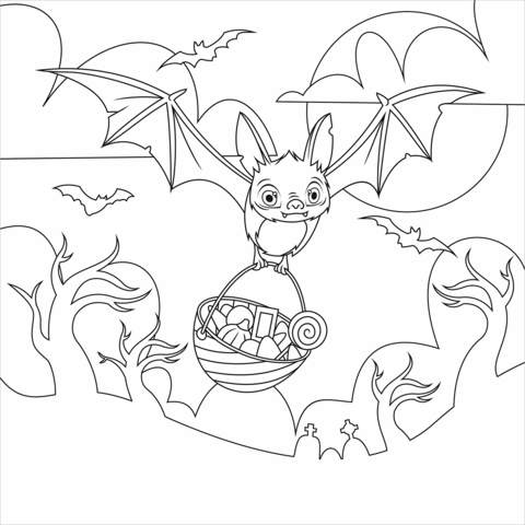 Bat From Halloween Coloring Page